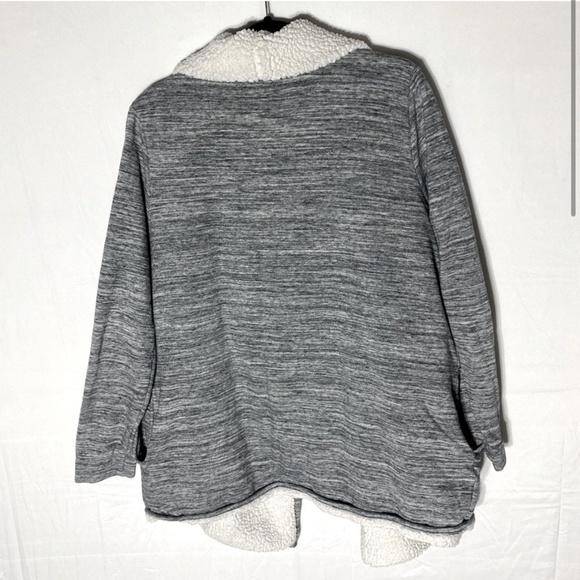 5/$25 GAP Heathered Grey Sherpa Lined Open Front Cardigan L - Picture 2 of 16